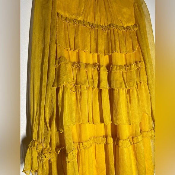 Adam Lippes | Yellow Golden Tiered Mini Dress | Long Sleeve | Women’s 2 - Picture 4 of 8
